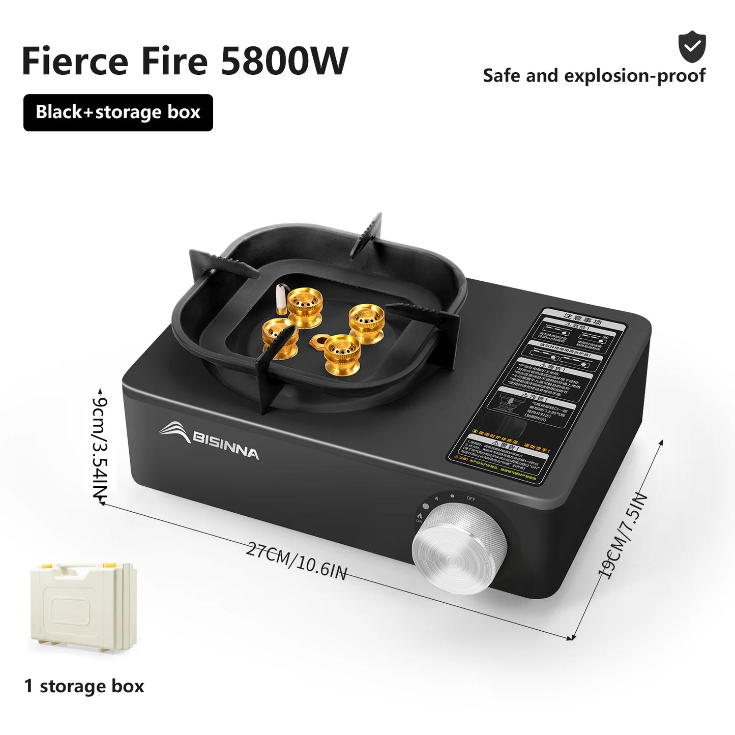 Camping Gas Stove 5800W - High Firepower Outdoor Portable