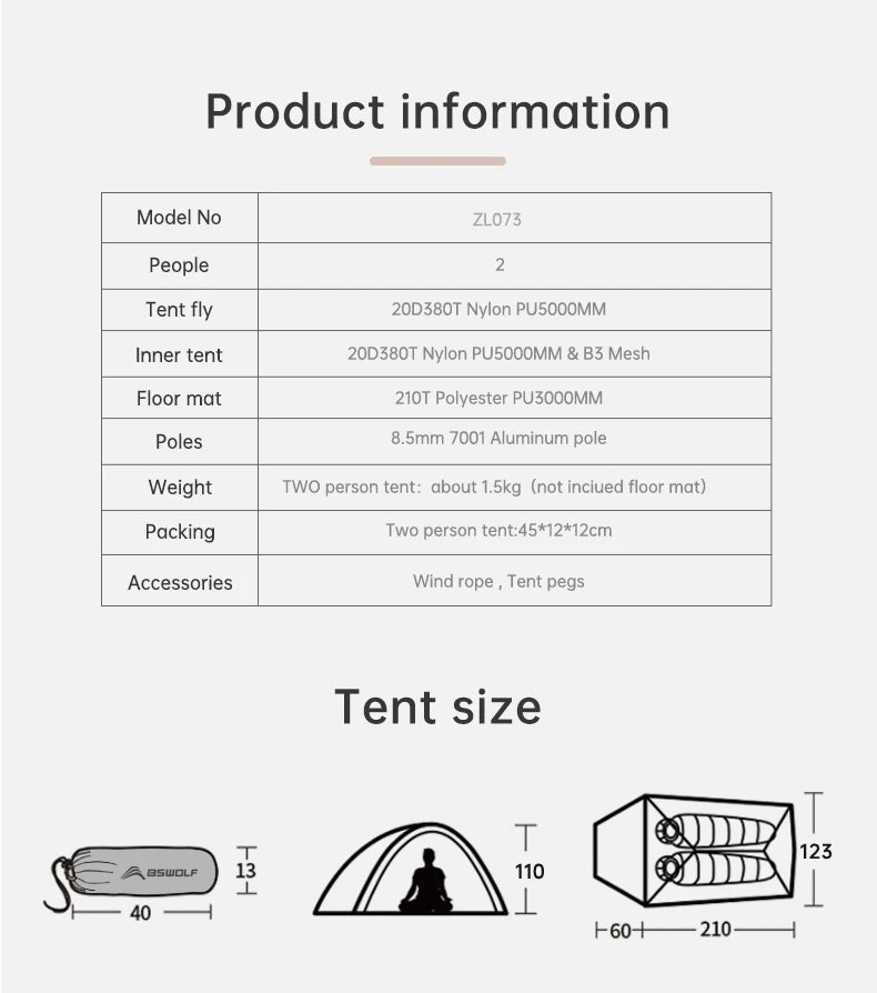 BISINNA Ultralight Camping Tent